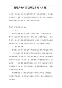 房地产推广活动策划方案（实例）