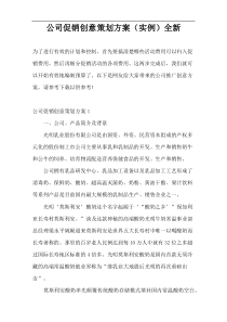 公司促销创意策划方案（实例）全新