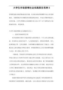 大学生市场营销社会实践报告范例5