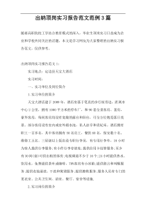 出纳顶岗实习报告范文范例3篇