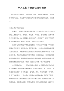 个人工作自我评估报告范例