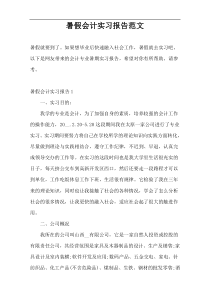 暑假会计实习报告范文