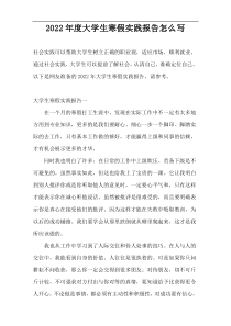 2022年度大学生寒假实践报告怎么写