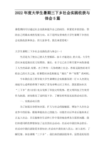 2022年度大学生暑期三下乡社会实践收获与体会5篇