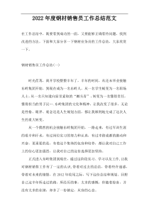 2022年度钢材销售员工作总结范文