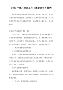 2022年度共青团工作（述职报告）样例
