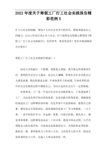 2022年度关于寒假工厂打工社会实践报告精彩范例5