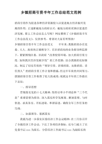 乡镇招商引资半年工作总结范文范例