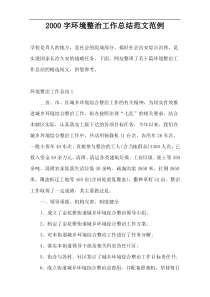 2000字环境整治工作总结范文范例