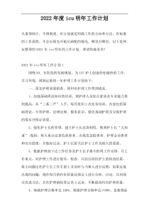 2022年度icu明年工作计划