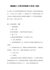 精编施工方案范例锦集【范例4篇】