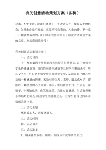 有关创意活动策划方案（实例）