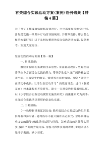 有关综合实践活动方案(案例)范例锦集【精编4篇】