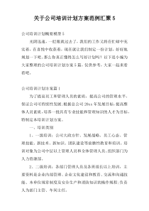 关于公司培训计划方案范例汇聚5