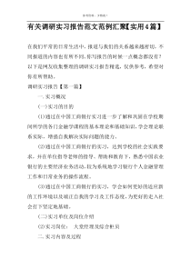 有关调研实习报告范文范例汇聚【实用4篇】