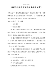 调研实习报告范文范例【热选4篇】