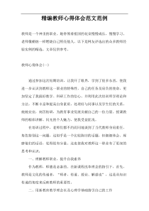 精编教师心得体会范文范例