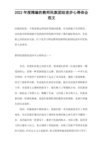 2022年度精编的教师民族团结进步心得体会范文