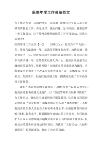 医院年度工作总结范文