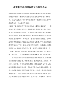 中职骨干教师研修班工作学习总结