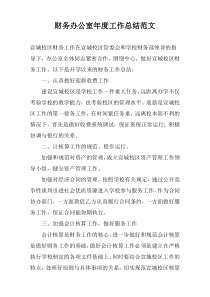 财务办公室年度工作总结范文