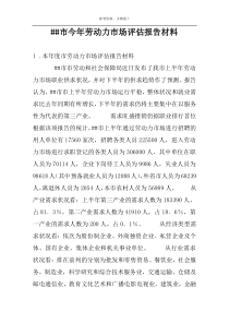 ##市今年劳动力市场评估报告材料