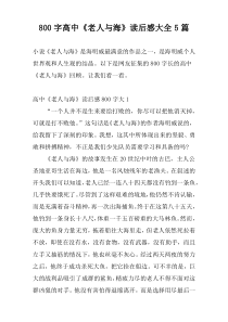 800字高中《老人与海》读后感大全5篇