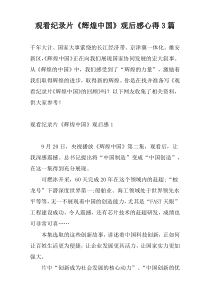 观看纪录片《辉煌中国》观后感心得3篇