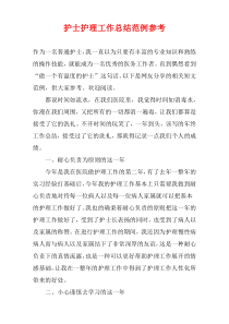 护士护理工作总结范例参考