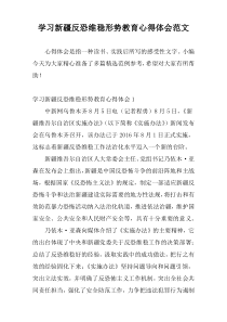 学习新疆反恐维稳形势教育心得体会范文