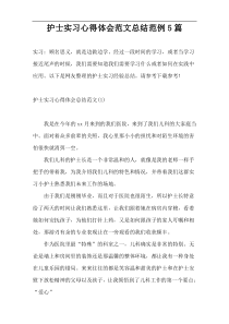 护士实习心得体会范文总结范例5篇
