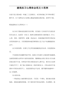 建筑实习心得体会范文5范例