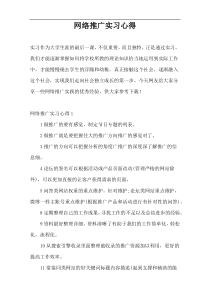 网络推广实习心得