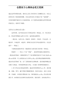 仓管实习心得体会范文范例