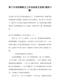 两个月试用期转正工作总结范文范例(通用5篇)