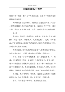 幸福泪颜高三作文
