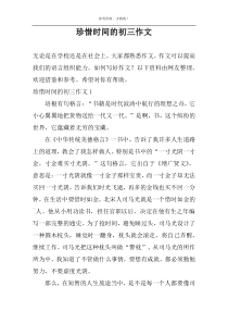 珍惜时间的初三作文