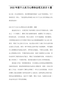 2022年度个人实习心得体会范文启示5篇