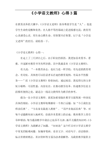 《小学语文教师》心得3篇