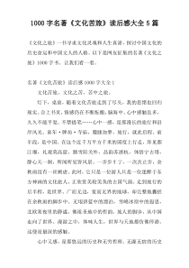 1000字名著《文化苦旅》读后感大全5篇