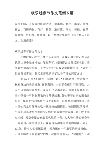 欢乐过春节作文范例5篇