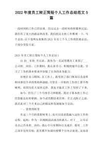 2022年度员工转正简短个人工作总结范文5篇