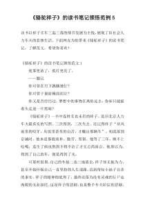 《骆驼祥子》的读书笔记领悟范例5