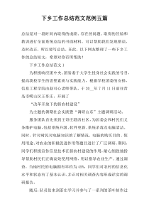 下乡工作总结范文范例五篇