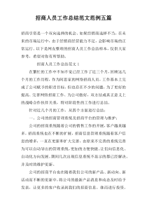招商人员工作总结范文范例五篇