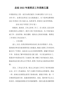 总结2022年度药店工作思路五篇