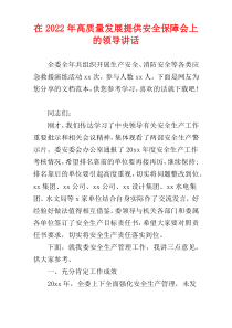 2022年在高质量发展提供安全保障会上的领导讲话