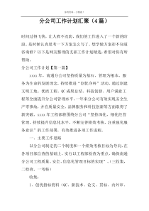 分公司工作计划汇聚（4篇）