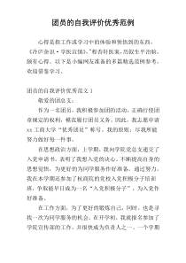 团员的自我评价优秀范例