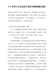 个人年终工作总结范文报告范例【精编5篇】